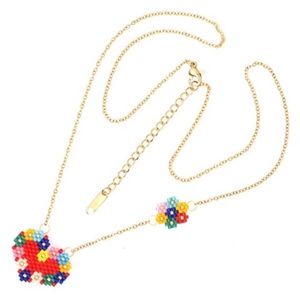 Heart Flowers Necklace in Stainless Steel